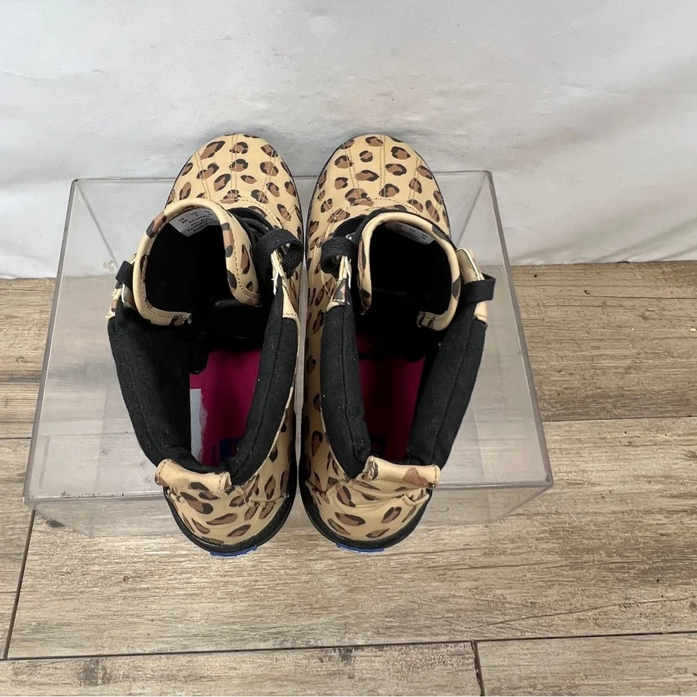 Keds Girls shoes‎ 5M Scout Black Tan Leopard Hi-Top Lace Up Sneaker Boots